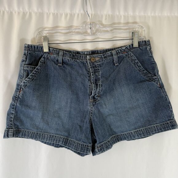 Vintage American Eagle Denim Shorts Womens 10 Medium Wash Button Fly Mexico Made - Picture 1 of 7